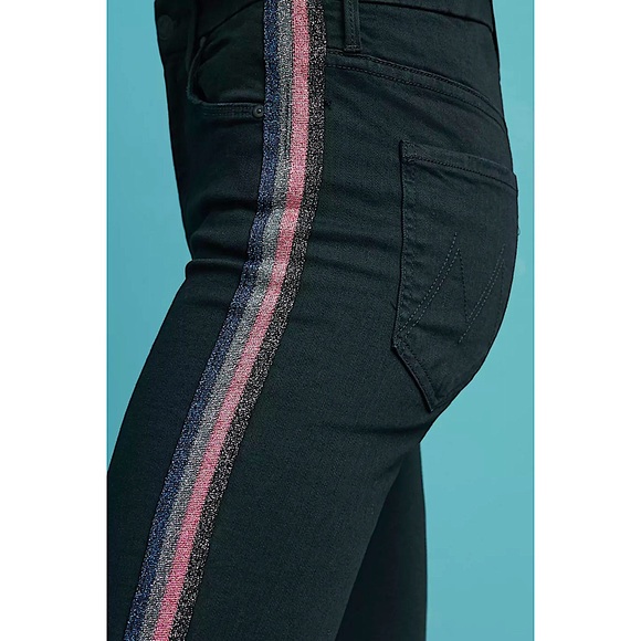 MOTHER High-Waisted Looker Ankle Fray Jeans In Guily Glitter Racer - Picture 5 of 12